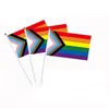 Rainbow Pride Flag Small Mini Hand Håller Banner Stick Gay LGBT Party Decorations Supplies For Parades Festival SN749