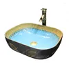 Robinets d'évier de salle de bains Table d'art en céramique nordique, petits accessoires de lavabo ovales carrés