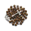 Подвесные ожерелья деревянная католическая церковь для перекрестного ожерелья мужчины женщины религия Розария Бусины турецкий злой капля