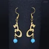 Boucles d'oreilles pendantes avec poèmes d'amour persans, pierre naturelle, en acier inoxydable, bijoux goutte pour femmes, Boucle Oreille E3503