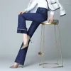 Damen-Jeans, Bell-Bottom-Winter-Samt-Hose mit mittlerer Taille, schlanke Damen-Verdickung, Thermo-Flare-Hose, Größe 26–36