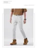 Jeans pour hommes élégant mâle blanc Trendyol Streetwear moto Patchwork empilé Denim pantalon adolescent pantalon