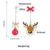 Kolczyki Dangle 2023 Słodki świąteczny Bowknot Elk Asymetrycal for Women Fashion Jewelry Year Prezenty imprezowe