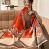 Bufandas Moda Invierno Cálido Cashmere Shawl Bufanda para mujeres Impresión floral Pashmina Abrigo grueso Femal Poncho Echarpe Bandana