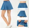 Women Sports Yoga Skirts Running Shorts Solid Color Gril Tennis Skirt Pleated Skirt