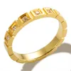 Kleine vierkante zirkoon stenen ring roestvrij staal 18k goud vergulde cirkel ingelegde kristal designer ringen voor vrouwen mode -sieraden