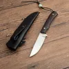 Specialerbjudande G2379 Survival Straight Knife 7Cr13Mov Drop Point Satin Finish Blad Full Tang Ebony Handle Outdoor Camping Hunting Fixed Blade Knives