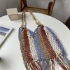 Sacs à bandouliers tressés Crochet Net Sac Femmes Femme Casual Woven Summer Travel Beach Bucket Tote Purs à main sac à main