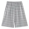 Men's Sleepwear L-5XL Men's Soft Modal Short Trousers Plaid Sleep Pants Mens Pajamas Bottoms Pajama For Men Loose Pijama Hombre