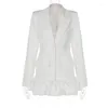 Damespakken Elegante Witte Blazers Voor Vrouwen 2023 Herfst Winter V-hals Lange Mouwen Ruches Blazer Sexy High Street Club Party jas Jassen