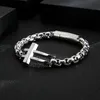 Link Bracelets European And American Personality Titanium Steel Bracelet Stainless Men's Cross Square Pearl Chain Trendy Accessorie