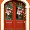 装飾的な花23クリスマスリースキャンディケイン人工窓ドアハンギング花輪装飾レイタンホームn4c2