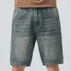 남자 반바지 여름 스타일 남자 레트로 블루 짧은 청바지 클래식 패션 캐주얼 스트레치 코튼 반바지 남자 브랜드 230412