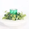 Fiori decorativi 4pcs Ghirlanda di eucalipto artificiale Candela Candeliere Bacca Anello Botanica Decorazione pasquale Nordic Home Green