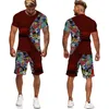 Męskie dresy, modne letnie krótkie szorty koszulki 3D 2 -częściowy kombinezon jogging