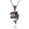 Подвесные ожерелья заморозили боксерское ожерелье для акулы мужские ювелирные украшения для хип -хоп