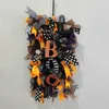 Decoratieve bloemen Halloween Bloemring Deur Hangende Huisdecoratie Hanger Flocked Christmas Wrans Bow