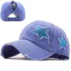 Caps de bola 100% lavados hole de jeans estrela de beisebol chapéu de tampa de outono de verão chapéu de pesca para homens mulheres caps Casquette chapéus gorras 230411