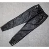 Hommes Joggers Faux cuir Jogger pantalon côté fermeture éclair Hip Hop PU cuir sarouel fermeture éclair jambe ouverture pantalon cordon taille 20111242S