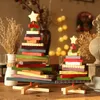 Christmas Decorations Party Home Decor Colorful Ornament Office DIY Tree Turning Striped Wooden Desktop Bedroom Living Room Portable1