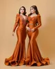 2023 Nov Aso Ebi Árabe Naranja Sirena Vestidos para madre de la novia Encaje con cuentas Noche de fiesta Fiesta formal Cumpleaños Celebridad Vestidos para madre del novio Vestido ZJT004