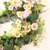 Decoratieve bloemen Easter Garland decoraties ornamenten feest vakantie kunstmatige rotan krans hang muur thuis raambenodigdheden