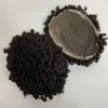 Postiche de cheveux humains indiens vierges bouclés de 15mm # 1B systèmes de cheveux noirs naturels 7x9 toupet de dentelle complète pour hommes noirs