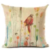 Pillow Animal Bird Pattern Cover Cotton Linen Decorative Pillowcase For Sofa Plant Case Kussensloop Almohada