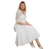 Vintage Tee Länge Brautkleid Kurz Plus Size V-Ausschnitt Chiffon Brautkleider mit halben Ärmeln Vestido de Novia Spitzenapplikationen A-Linie Strandbrautkleider 2023