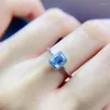 Cluster Rings Natural London Blue Topaz 4 6MM Gemstone Ring For Women Real 925 Sterling Silver Fine Jewelry Birthstone Gift