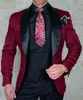 Herenpakken Blazers Heren Wedding Suit Italiaans ontwerp Custom Black Smoking Tuxedo Jacket 3-delige Set Coat Vestbroek Heren Groom Terno Pak 230412