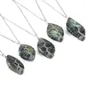 Pendentif Colliers Naturel Labradorite Tissé à la main Arbre de vie Fil de cuivre blanc Emballage Pierre irrégulière Collier créatif Bijoux