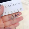 Hoop oorbellen mode goud en zilveren kleur ingelegde zirkonen set 6 pc's zwart oog voor vrouwen bruiloft sieraden 2023