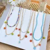 rainbow bead flower necklace