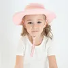 Chapéu de sol infantil 2023 Verão pura cor -malha Chain Outdoor Balde Chapéus respiráveis ​​meninos meninos UV protetora Sunhat