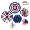 Articoli di novità Ventagli di carta con bandiera americana Set di decorazioni patriottiche Star Pull Flower Curtain per il 4 luglio Festa nazionale americana Decorazioni per feste Z0411