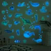 Декор стены голубые океан рыбы светящиеся наклейки
