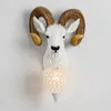 Wall Lamp European Resin Carving Sheepskin Animal Craft Antlers Sconce Bar Living Room Decoration Bedroom Led Mirror Lights