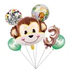Décoration de fête 1set dessin animé animal brun singe air hélium ballon zoo safari ferme thème décorations d'anniversaire enfants bébé douche T301y
