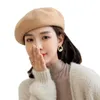 Berets Women's Woolen Beret Hat Elegant Vintage Round French Artist Soft Solid Wool Caps For Girl And Ladies WinterBerets