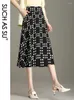 Skirts SUCH AS SU 2023 Spring Summer Women's Pleated Skirt Sexy Big Hem S M L XL XXL XXXL Size Mid-Long Female Black Dot 6811