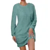 Casual Dresses 4 Colors Womens Round Neck Long Sleeve Dress Pullover Solid Color Plush Comfy Fashion Quality Daily Fast