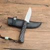 Specialerbjudande G2379 Survival Straight Knife 7Cr13Mov Drop Point Satin Finish Blad Full Tang Ebony Handle Outdoor Camping Hunting Fixed Blade Knives