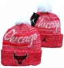 Bulls Beanies Chicago Beanie Cap Wool Warm Sport Knit Hat Basketball North American Team Striped Sideline USA College Cuffed Pom Hats Men Women