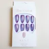 Faux ongles violets pailletés amande pressés, manucure pratique et économique pour bricoler votre propre nail art à la maison