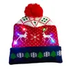 Cappello da festa Snowman Christmas Elk Christmas Tree Kinted Cappello con palla per calore invernale con luci colorate a led Cappello decorativo P138