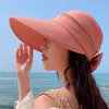 Viseras Sombrero de verano para mujer Gorra extraíble con cremallera Sombrero de copa vacío Cycilng Anti-UV Sombreros para el sol Señoras Sombrero de ala grande plegable Gorras con visera 230412