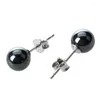 Dingle örhängen 1Pair Black Pearl Earring 9 - 10 mm 925 Silver Hematite Sterling Ear Studs 0,23 tum