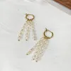 Hoop Earrings Minar INS Natural Freshwater Pearl For Women 14K Gold Plated Brass Long Tassel Earring Every Day Party Jewelry