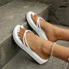 Chanclas sólidas para mujer, chanclas de verano, suela gruesa, plataforma, cuña, zapatos de playa, toboganes, sandalias antideslizantes básicas de moda femenina